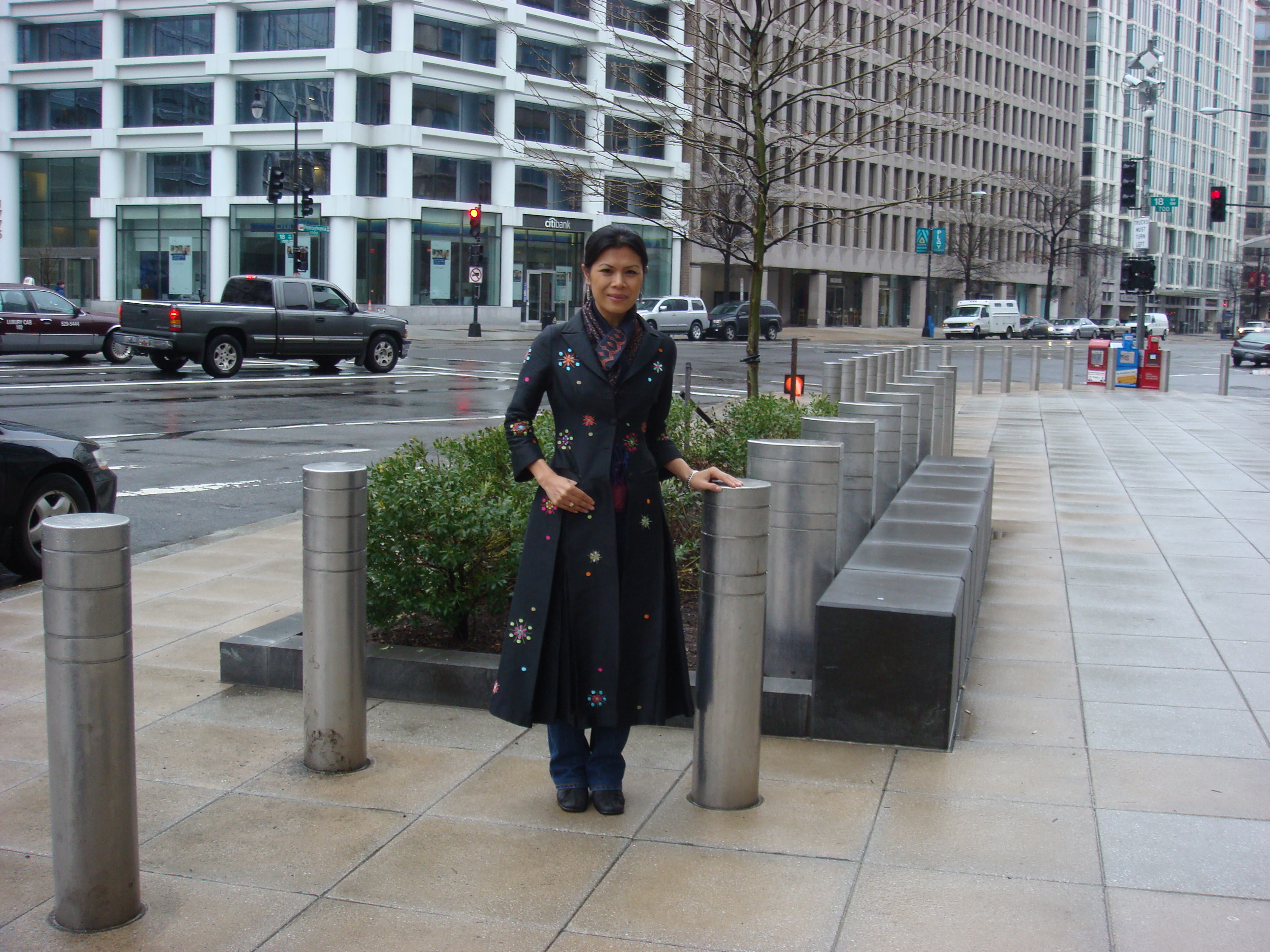Theary Seng in front of the World Bank Headquarters, Wash. DC, 13 March 2010