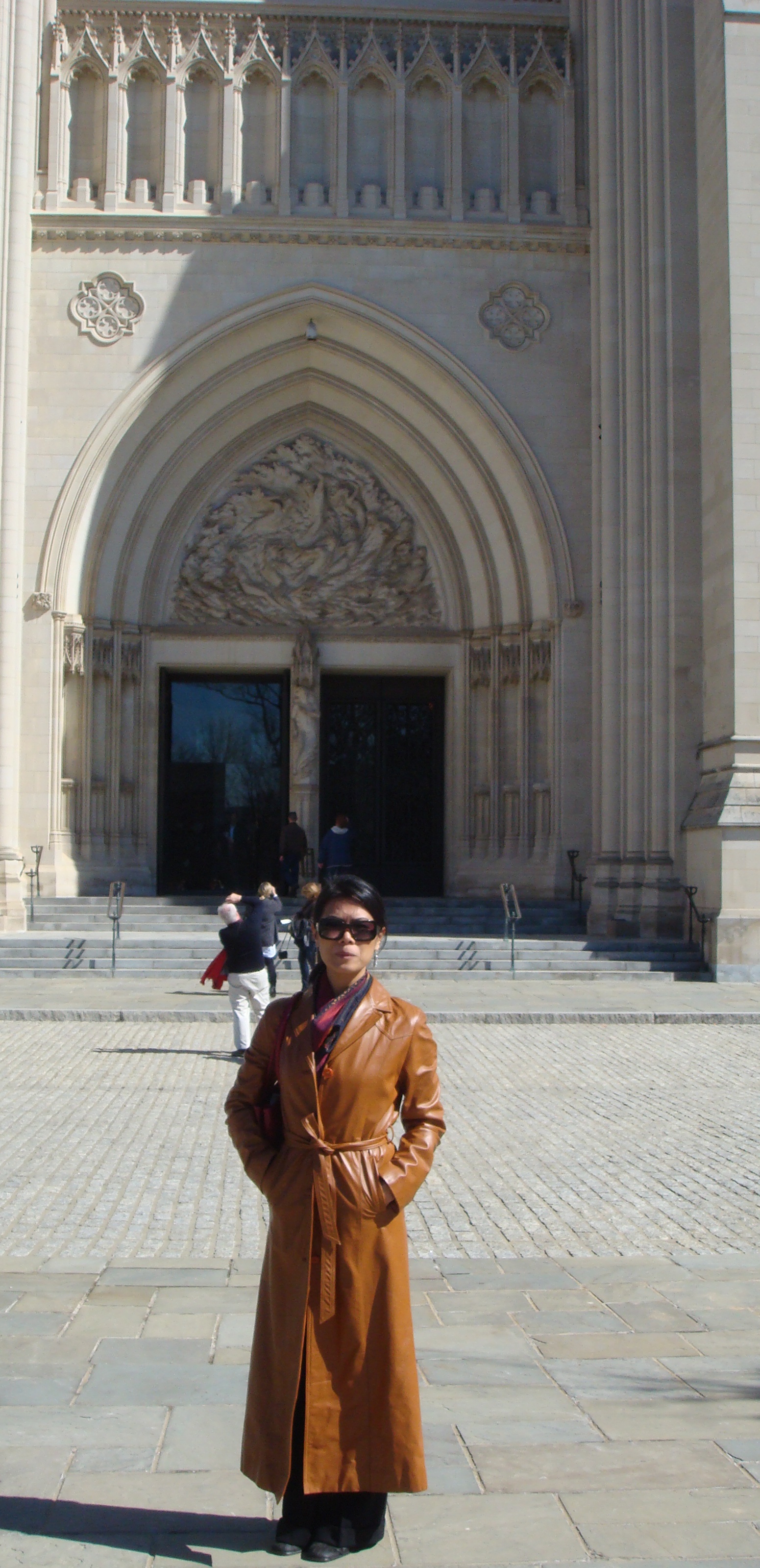 Theary Seng in front of Washington National Cathedral after church service (7 March 2010)