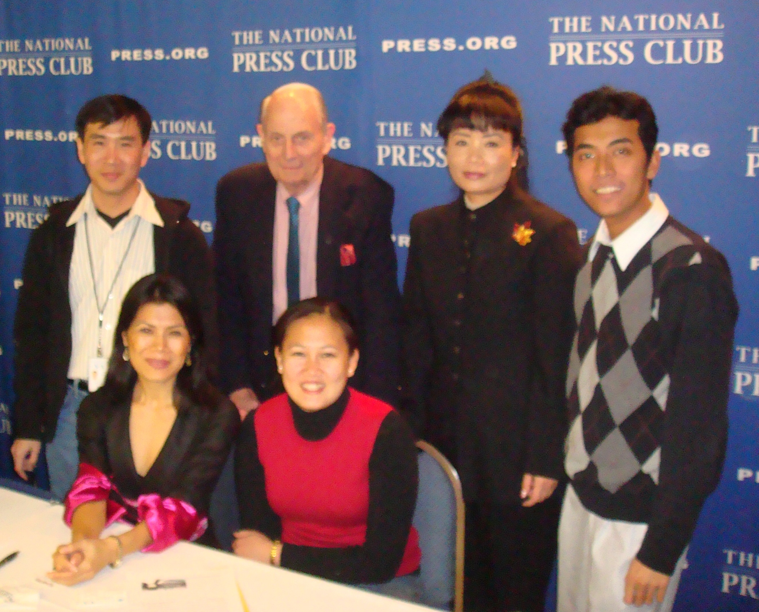 Theary Seng with VOA staff, Peter Hickman, author Chanrithy Him at National Press Club, 5 March 2010