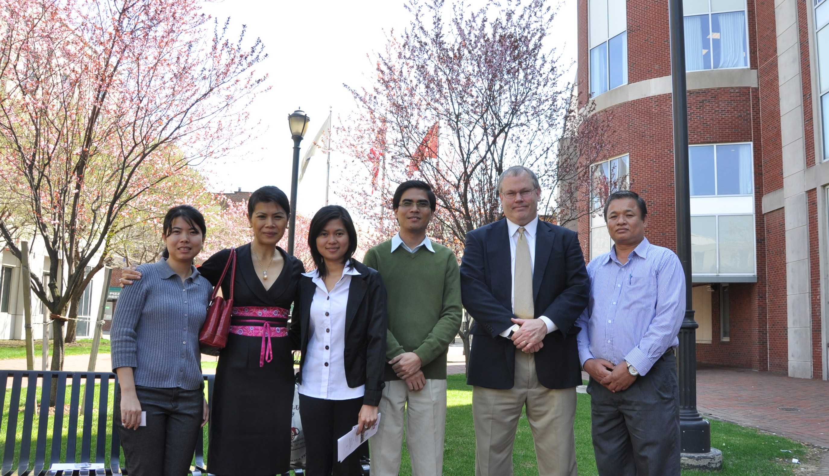 Theary Seng with Prof. Alex Hinton, Ph.D candidate Dy Khamboly and Cambodian visiting students (Prakob Un, Samphors, Kunthea) after the symposium, 2 April 2010