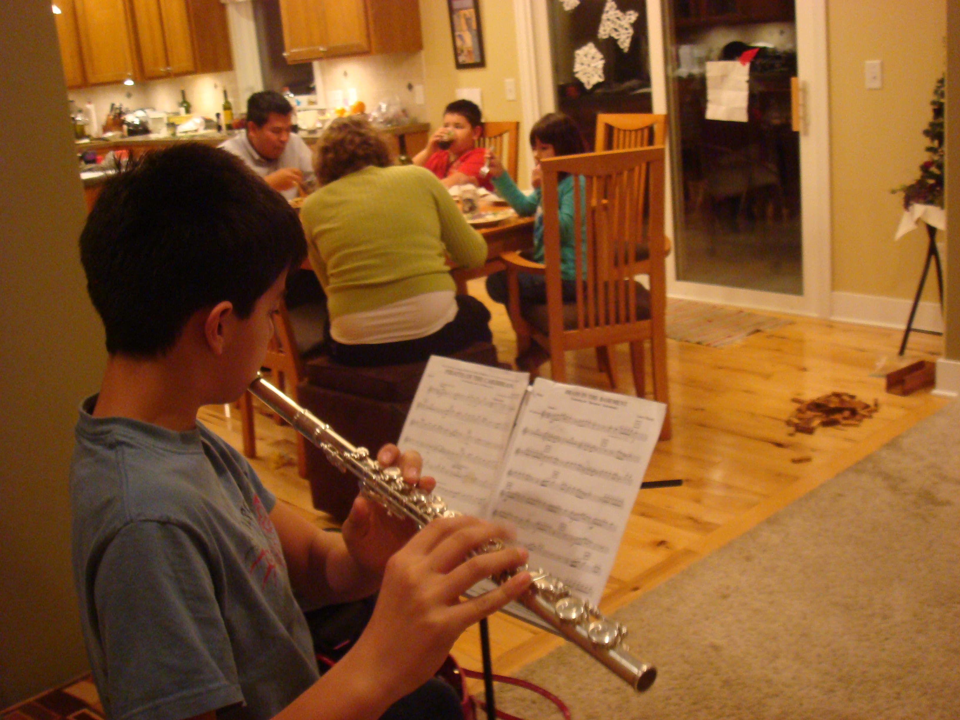 Gabriel practicing his flute, 7 Jan. 2011