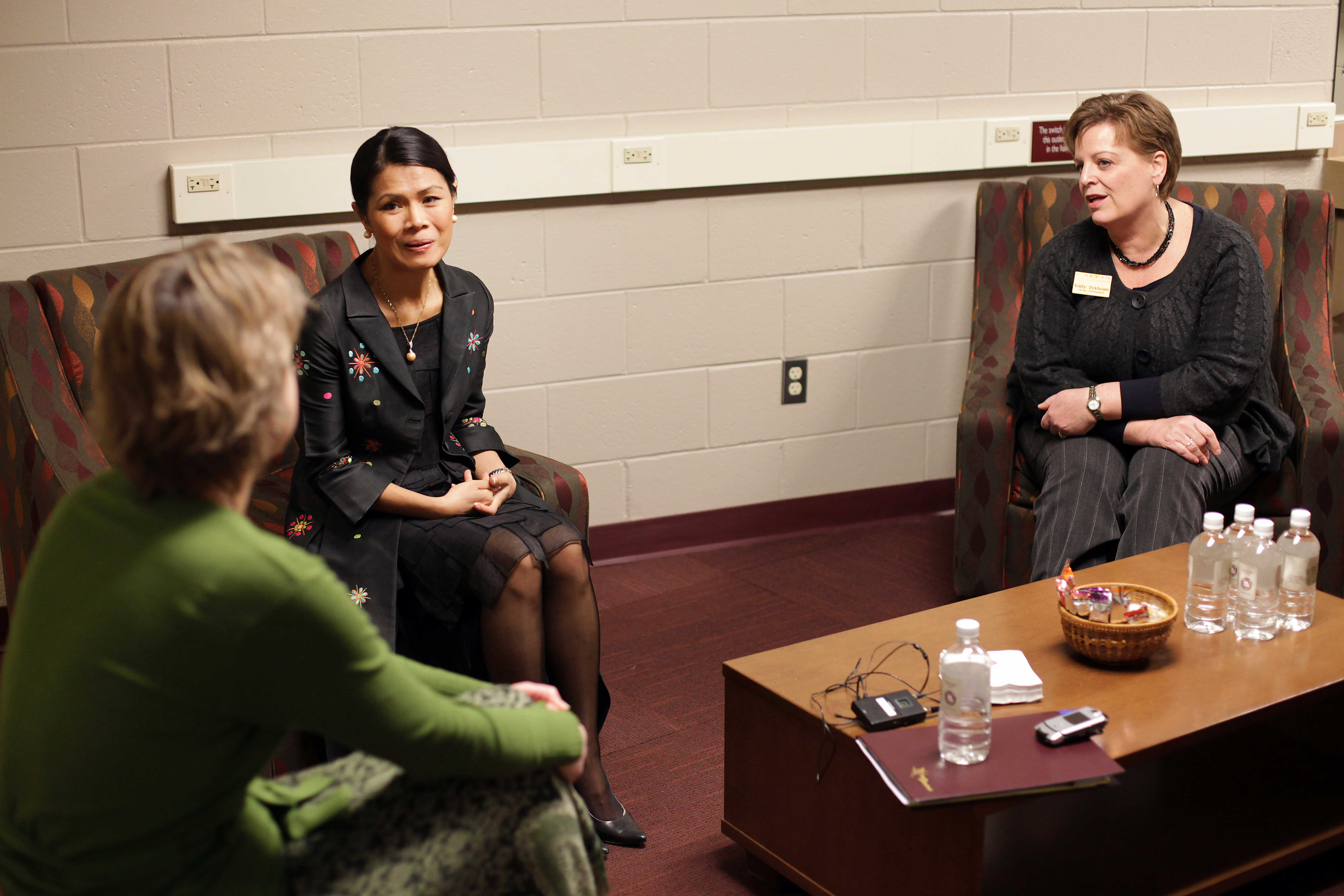 Theary Seng before going on stage with Kristi and Kristy