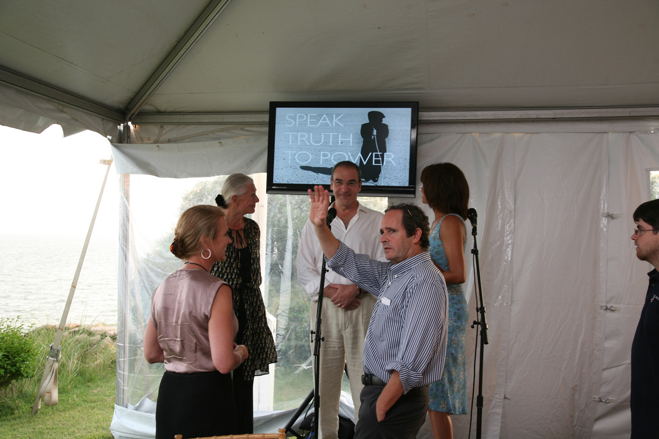 John Heffernan of Speak Truth to Power at Hyannisport, Aug. 2010
