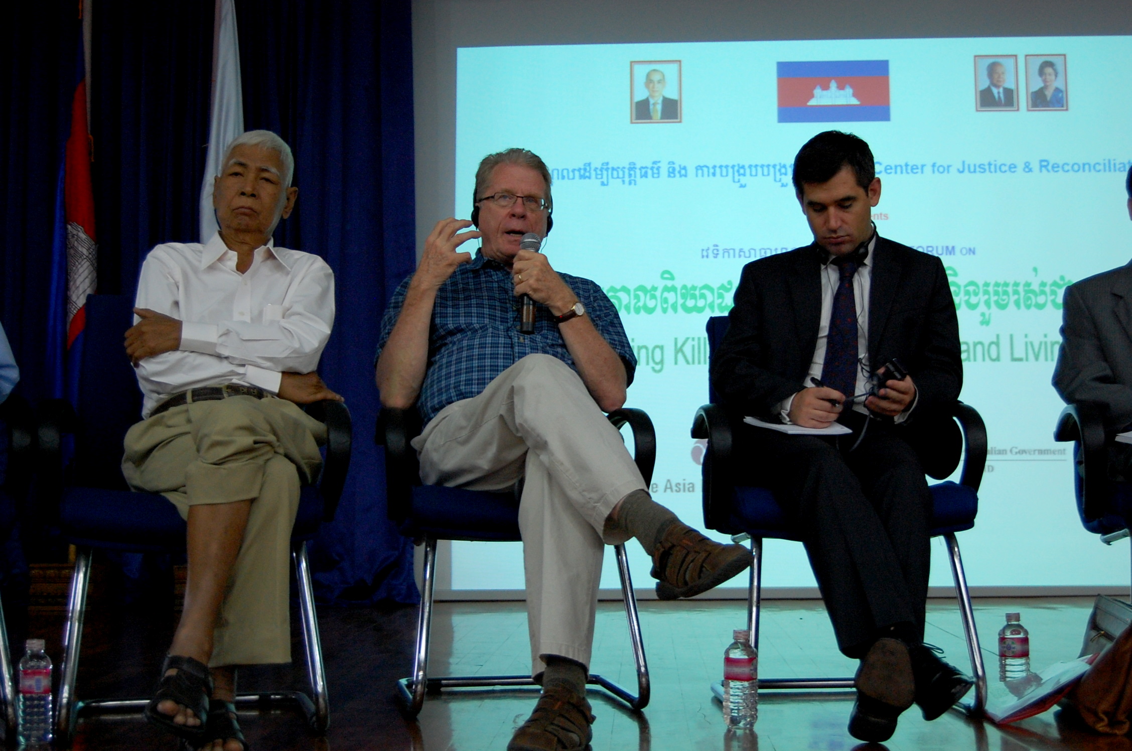 Van Nath, David Chandler, Andrew Mace at Center for Justice & Reconciliation public forum