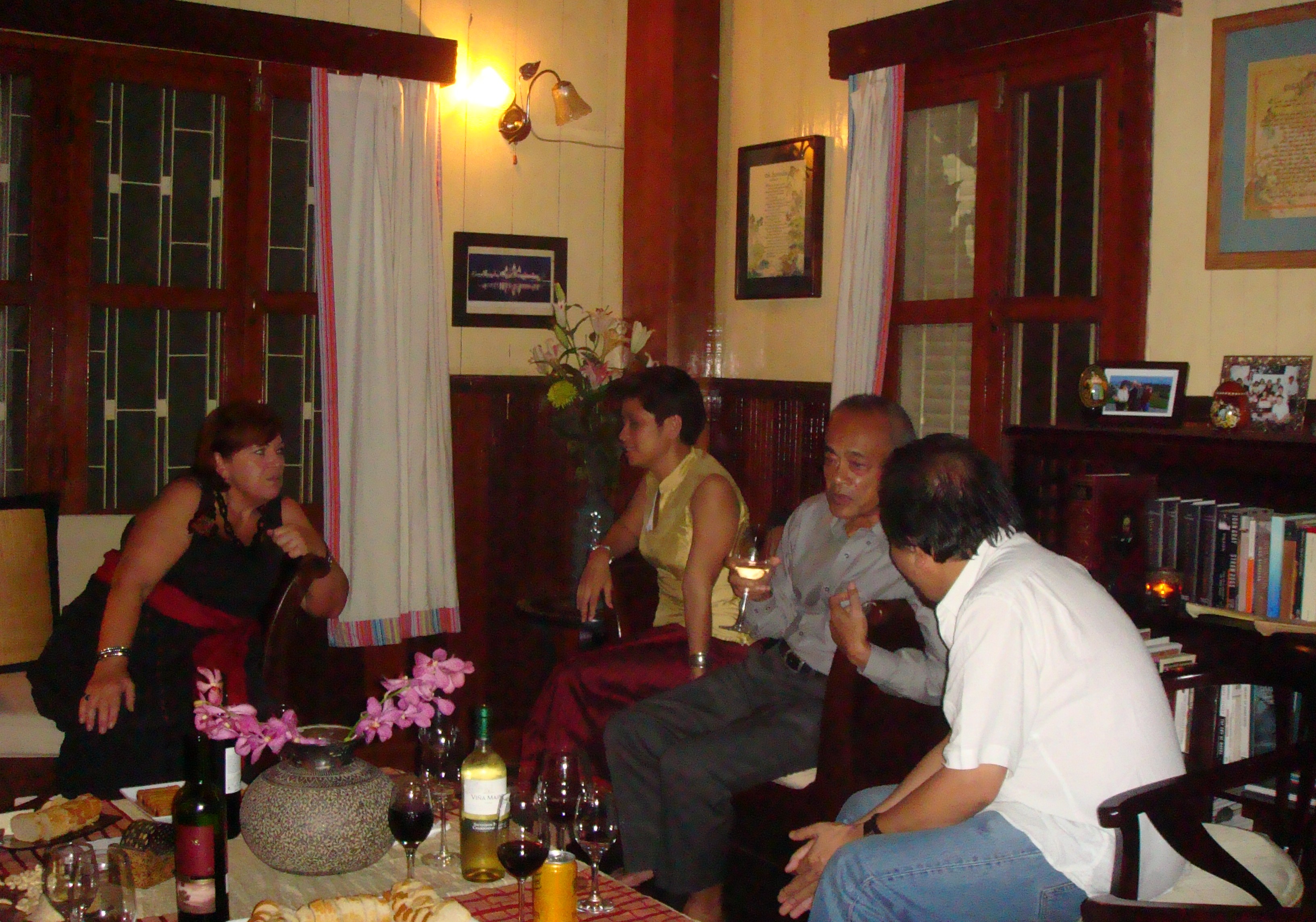 Marie-Danielle Dal Molin, Lili Sisombat, husband, Rithy Panh over for dinner, 3 Sept. 2010