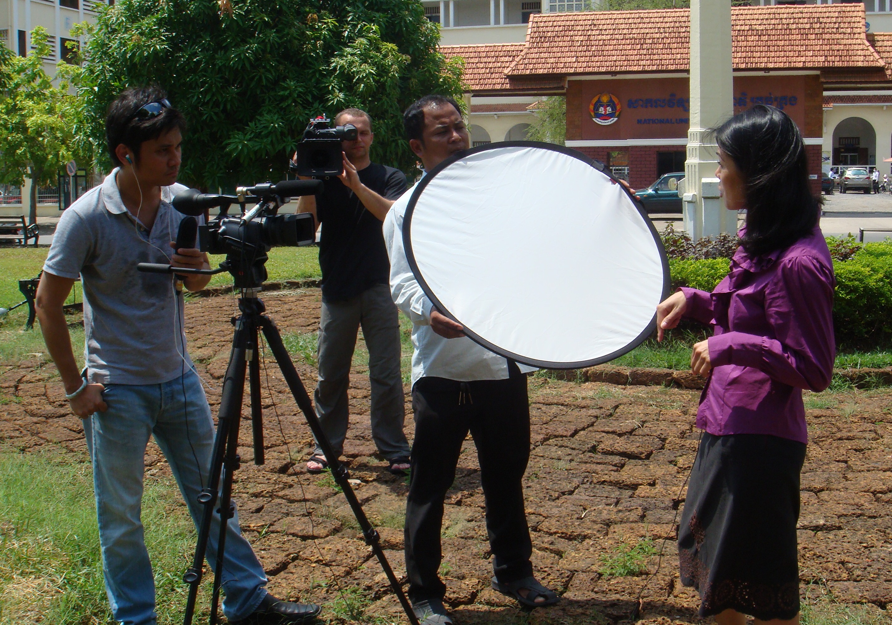 Theary Seng with Voice of Democracy Burma and Dutch Film Crew, 21 April 2010