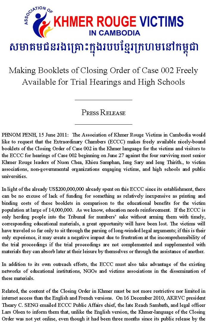 AKRVC press release Closing Order 002 Booklets Freely Available