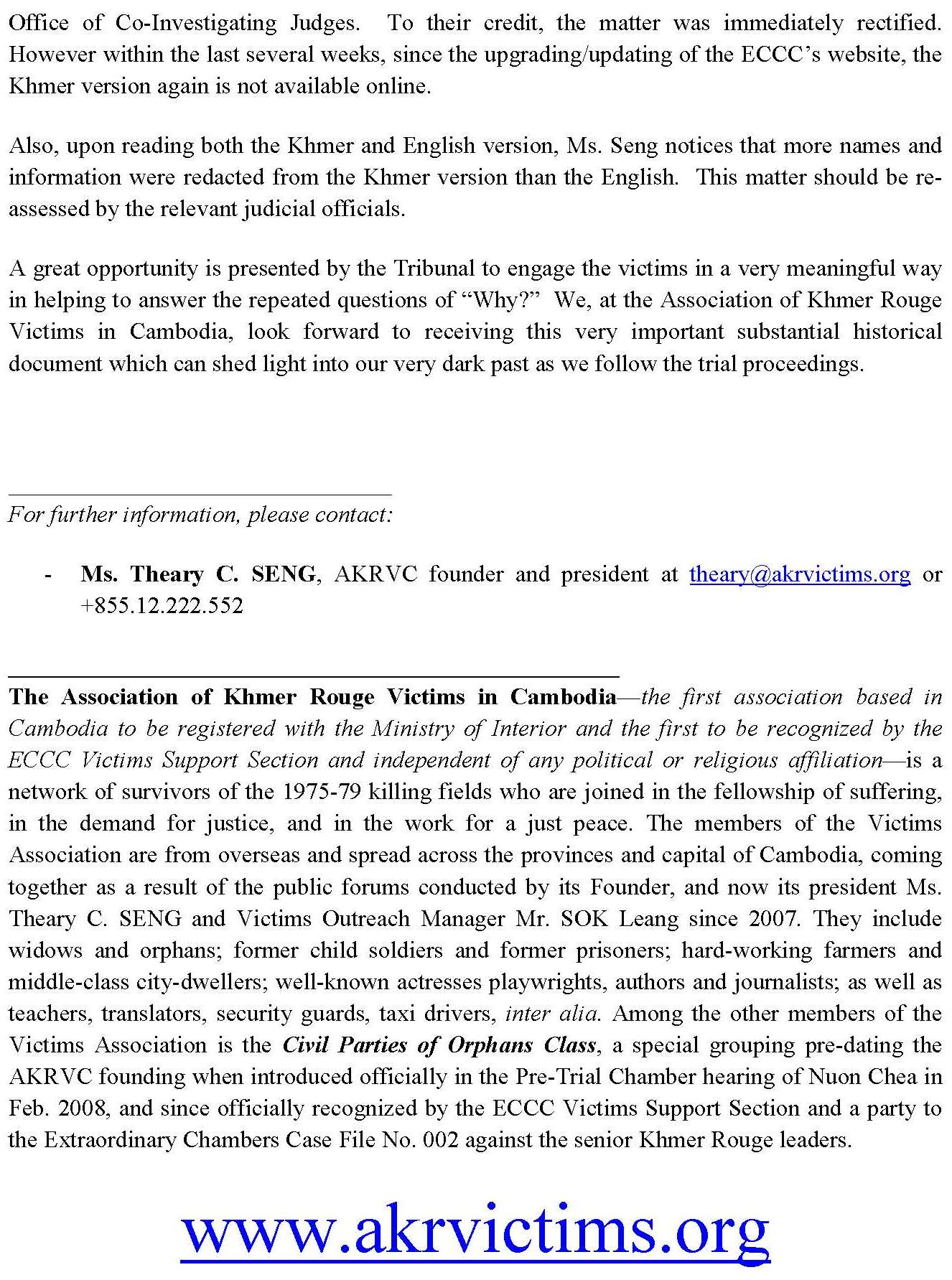 AKRVC press release Closing Order 002 Booklets Freely Available
