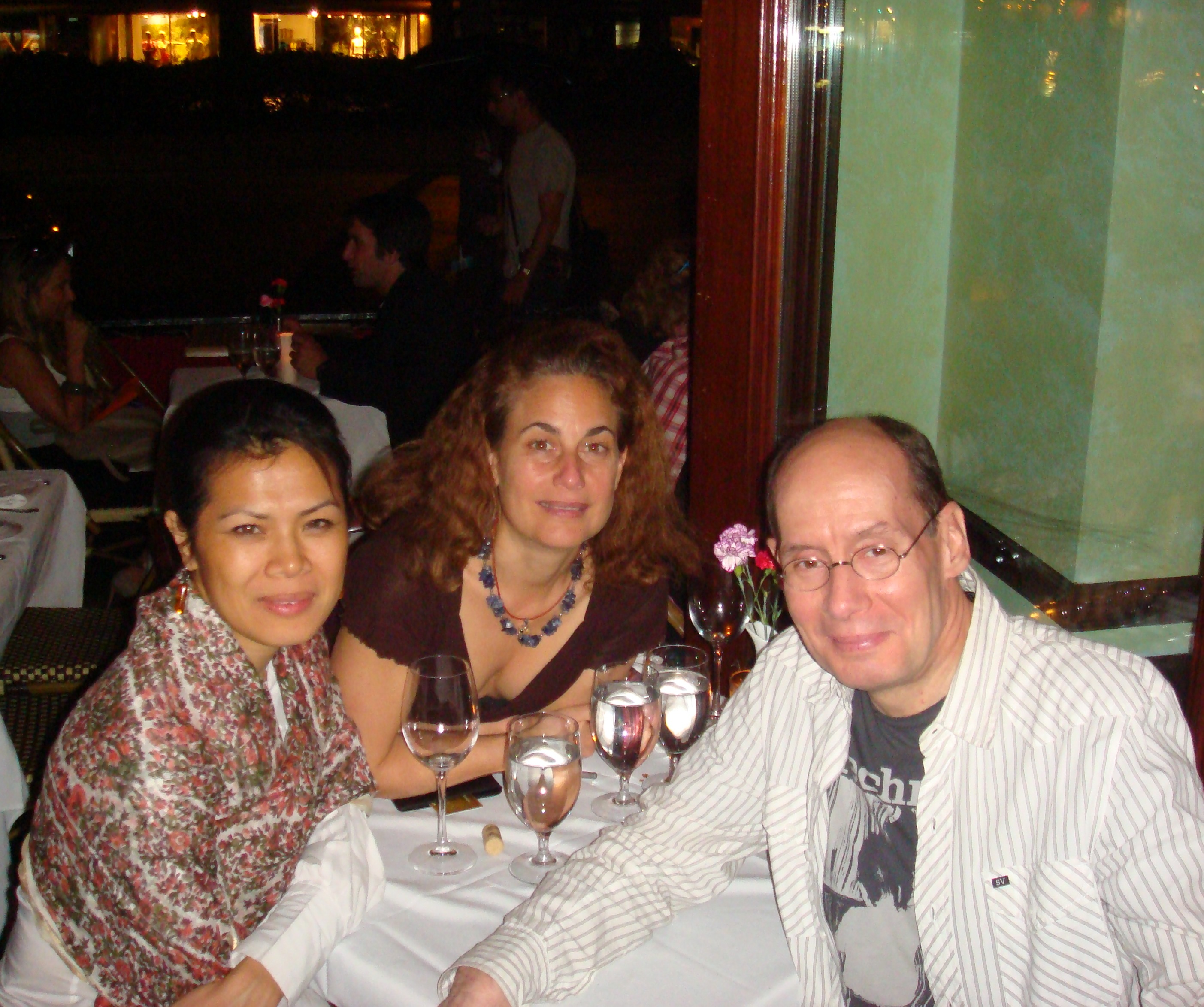 Catherine Filloux, John Daggett, Theary Seng at dinner at Luce (NYC, 4 May 2010)
