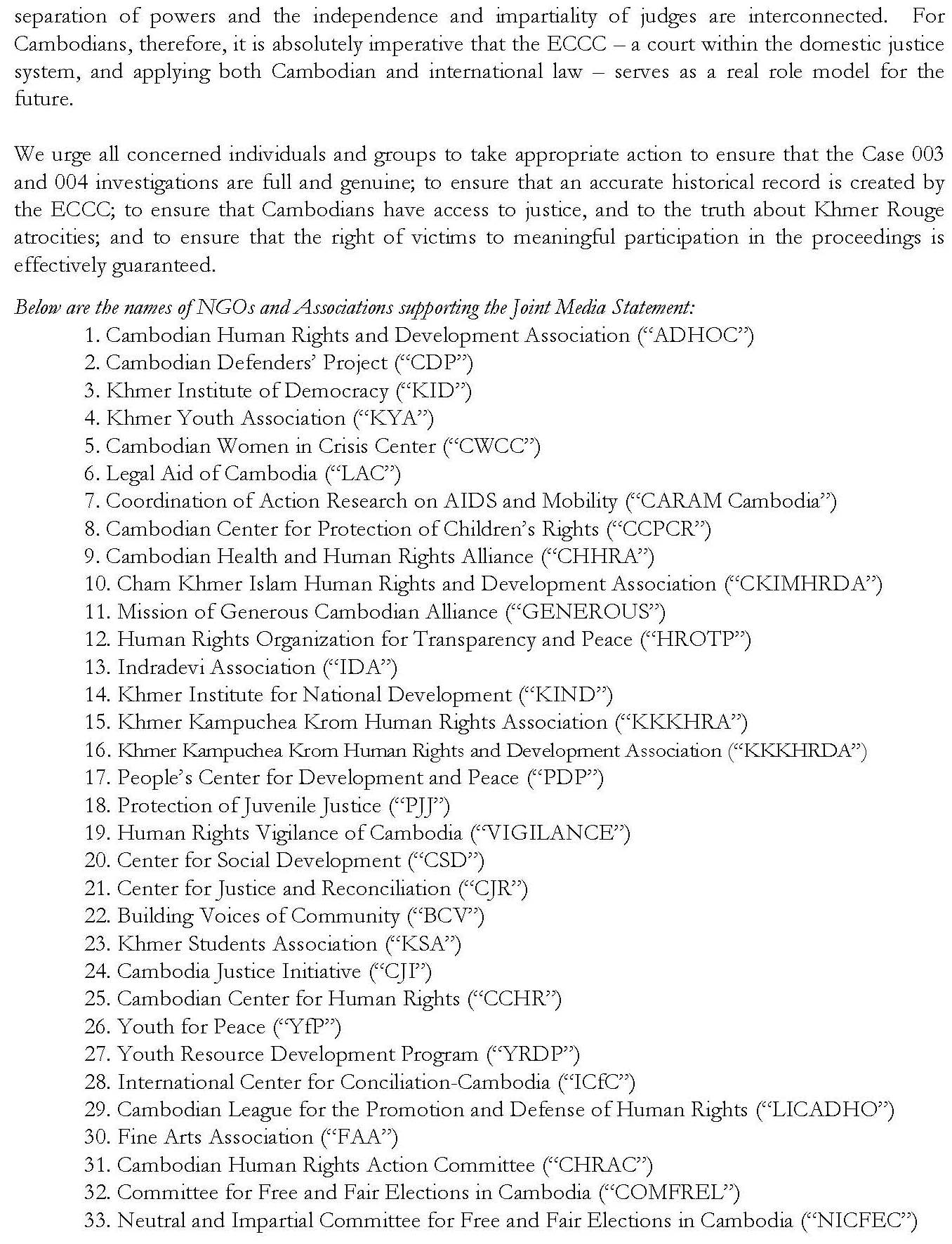 Joint Media Statement, 19 May 2011