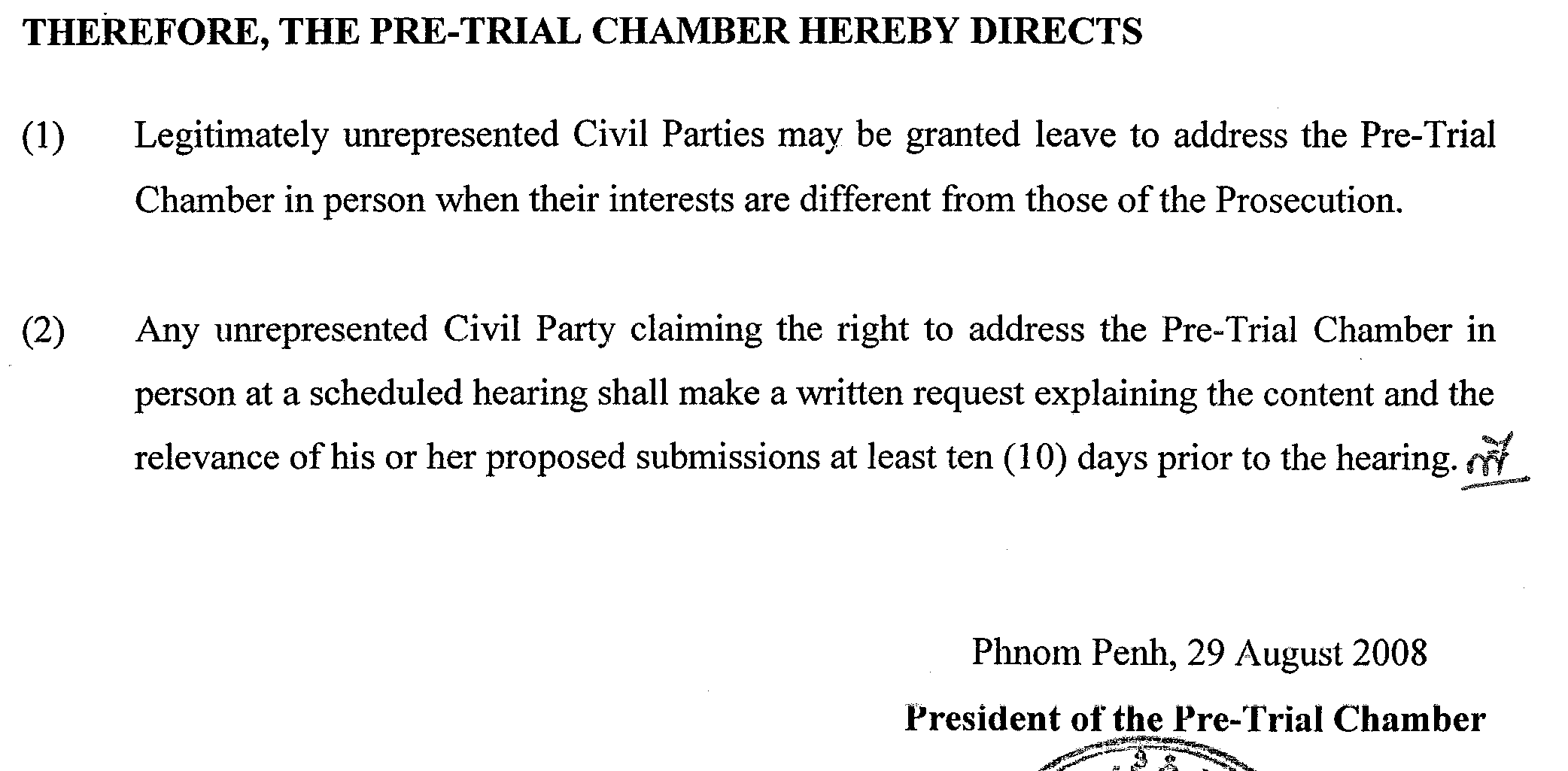 Theary Seng, Pre-Trial Chamber decision, 29 Aug. 2008