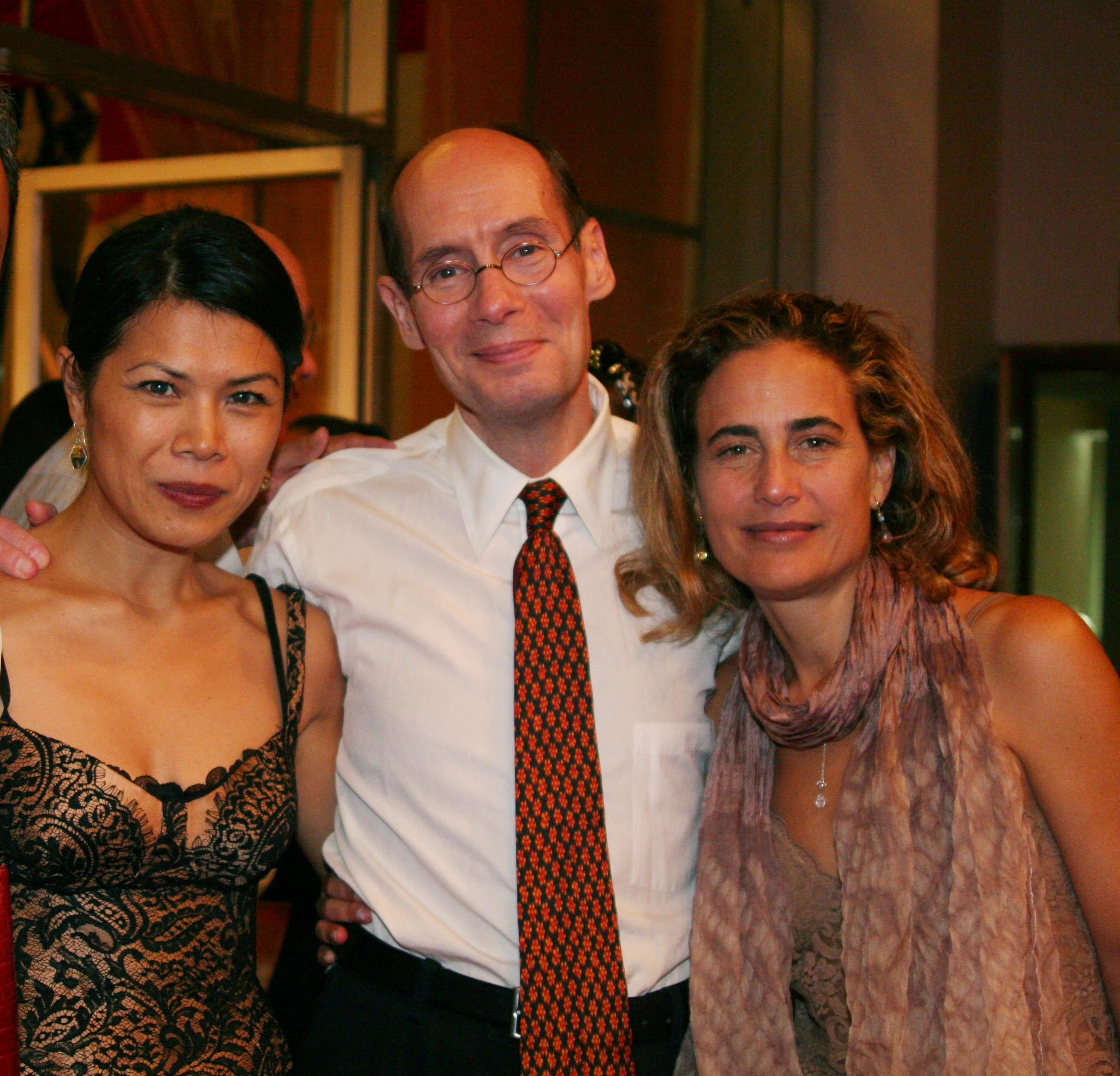 Theary Seng with John Daggett and librettist Catherine Filloux at premiere of Where Elephants Weep (Chenla Theatre, November 2007)