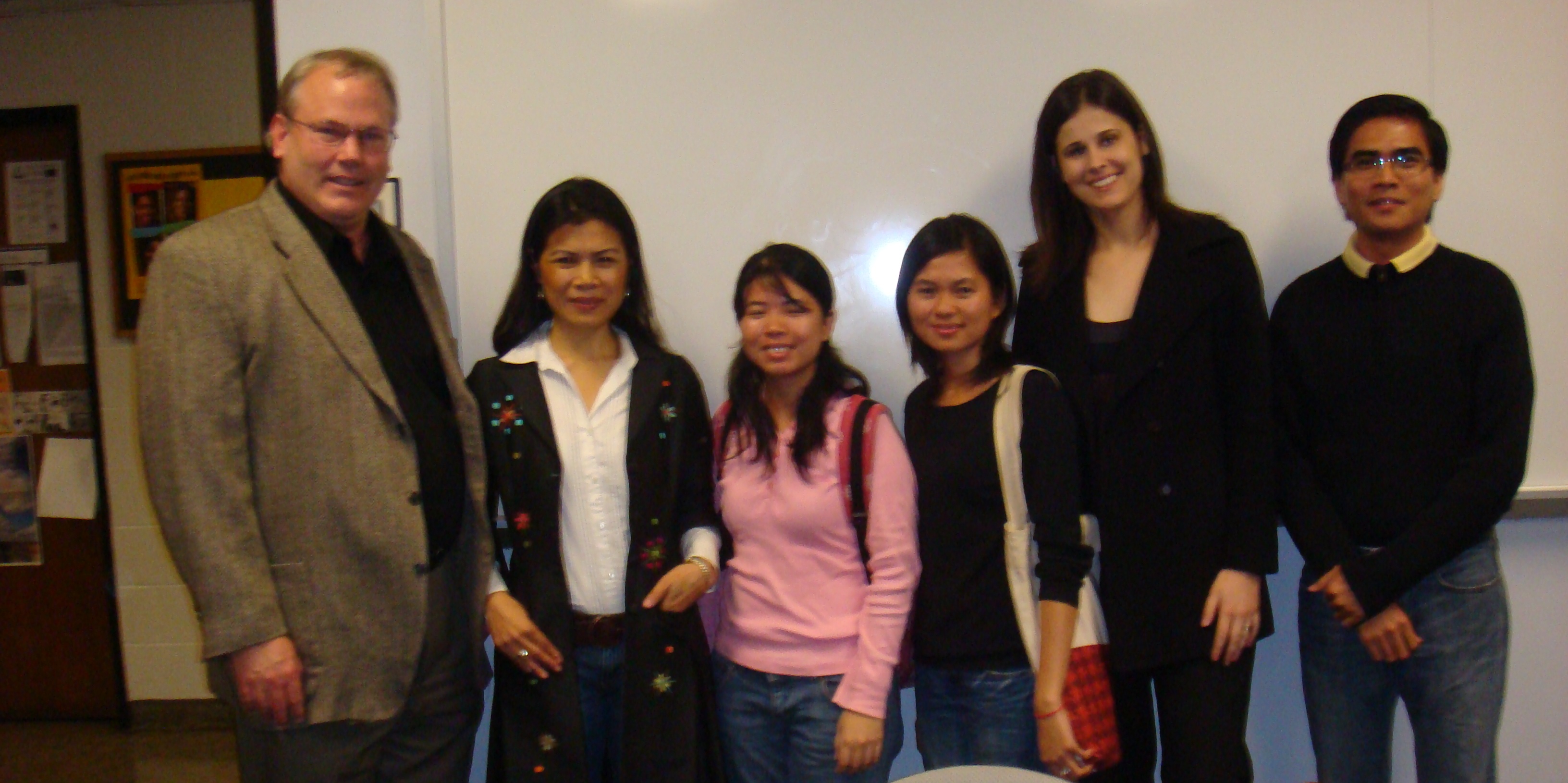 Theary Seng at Alex Hinton's seminar, photos with Khmer students, 1 April 2010, Rutgers University