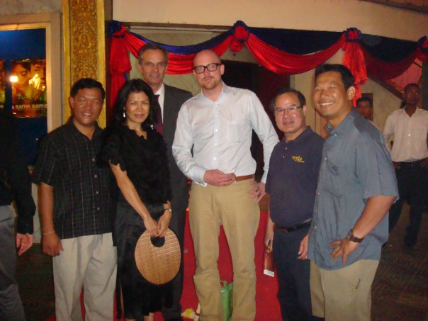 Theary Seng at Same Same But Different film premiere in Phnom Penh with producere Claus and Production designer Udo Kramer