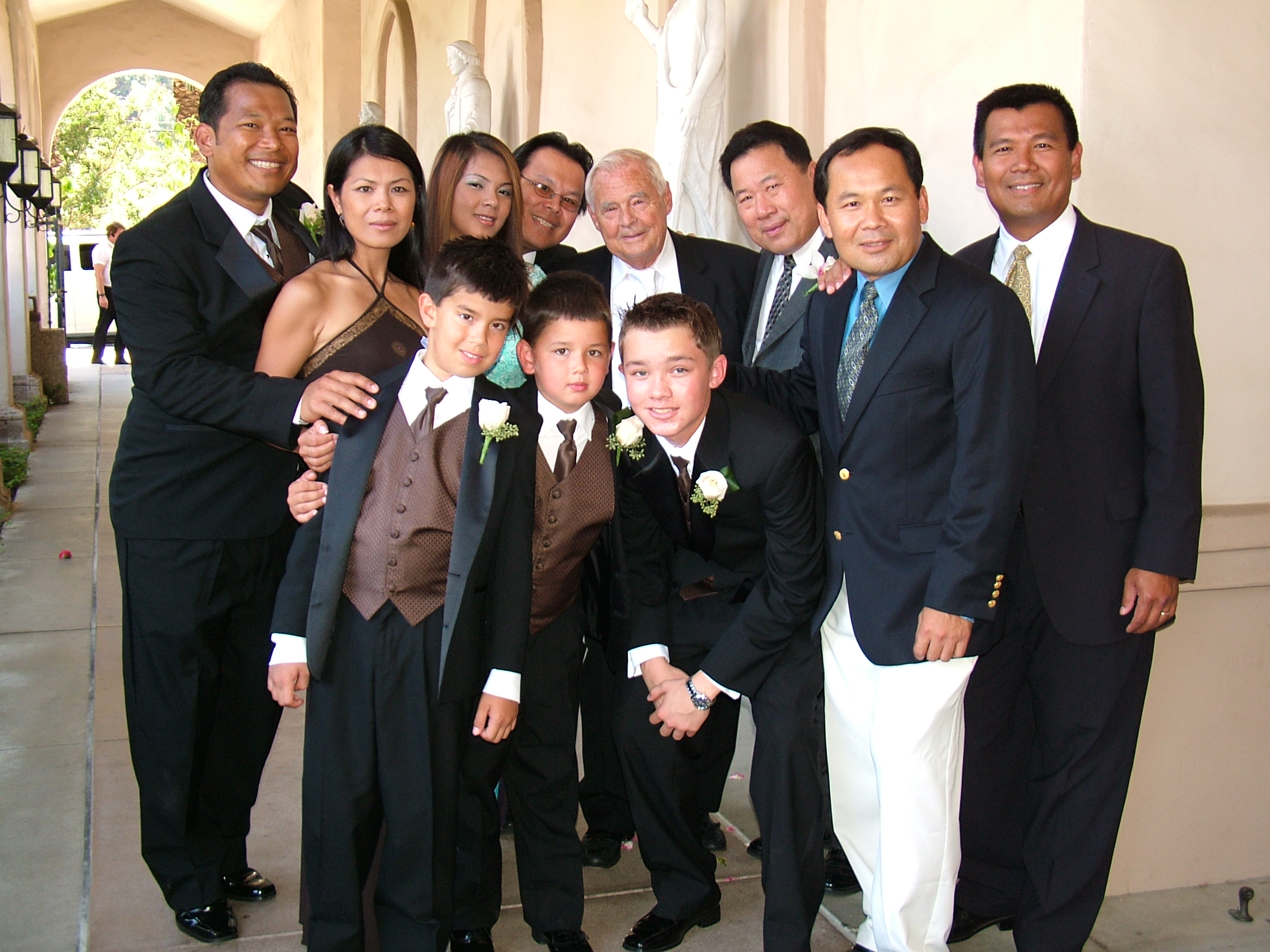Theary Seng at Donald and Heidi Hok's wedding in southern California. Theary Seng, brothers and Wally at Donald and Heidi Hok's wedding (Southern California)